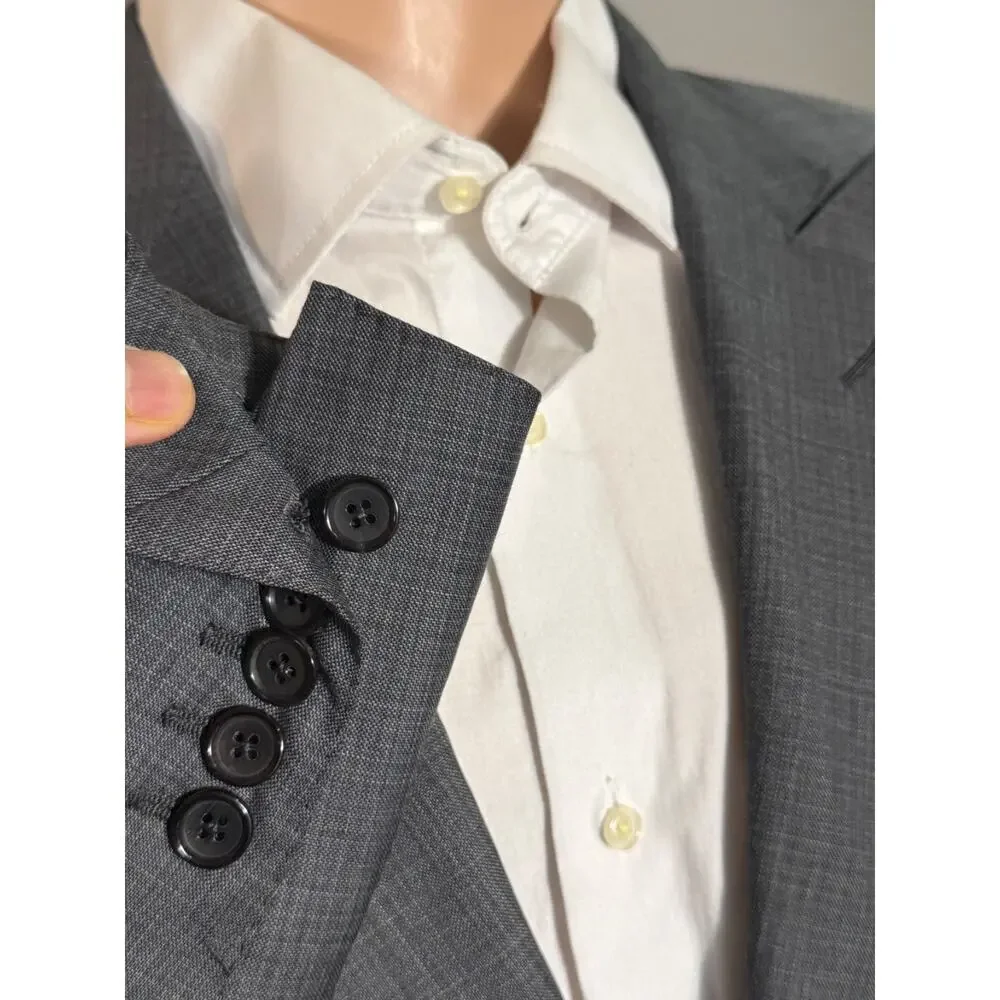Tom Ford Gray Checked Suit Wool 2PC Peak Lapel O'Connor 50 40R